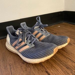 blue/pink Adidas running shoes